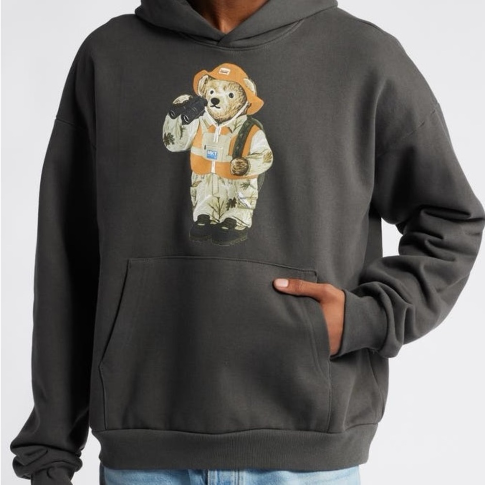 Market Charcoal Hoodie with Bear Design NWT Nordstrom XL